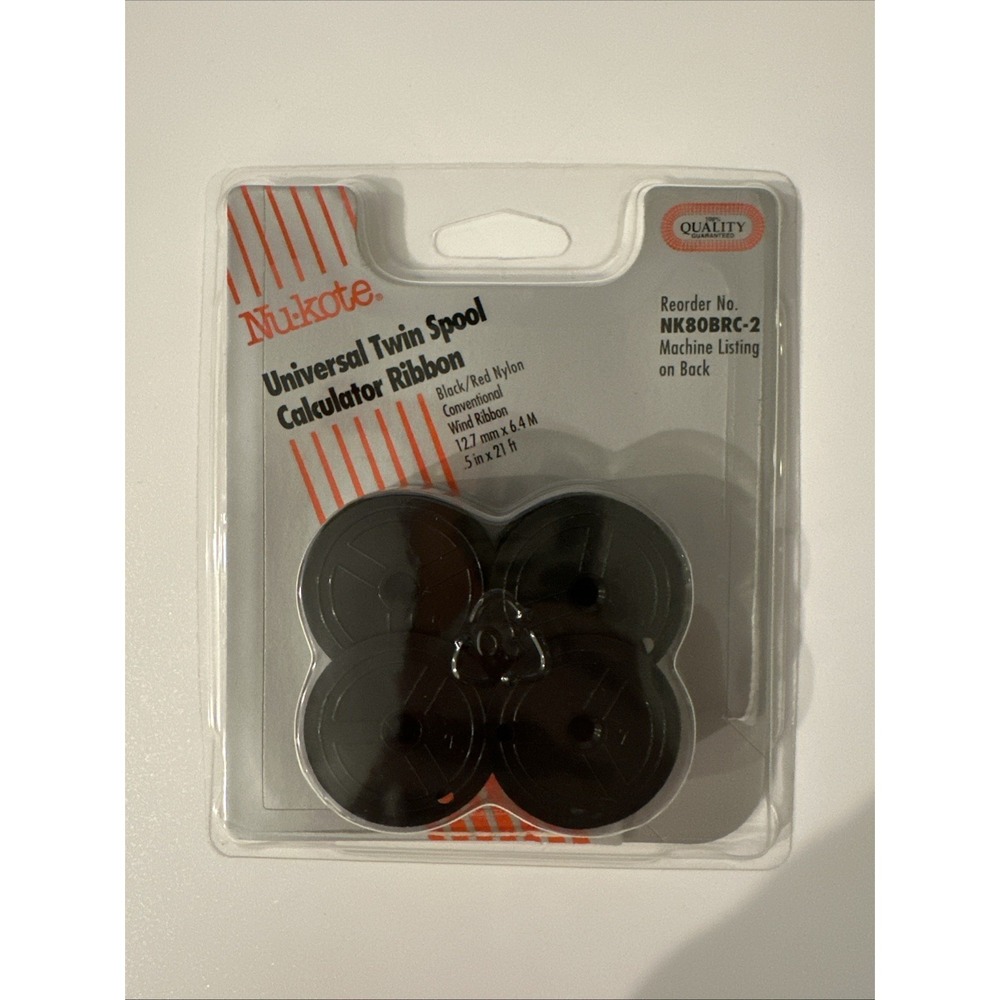 New Nu-kote Universal Twin Spool Typewriter Ribbon 2 Pack Black Nylon 12.7mm